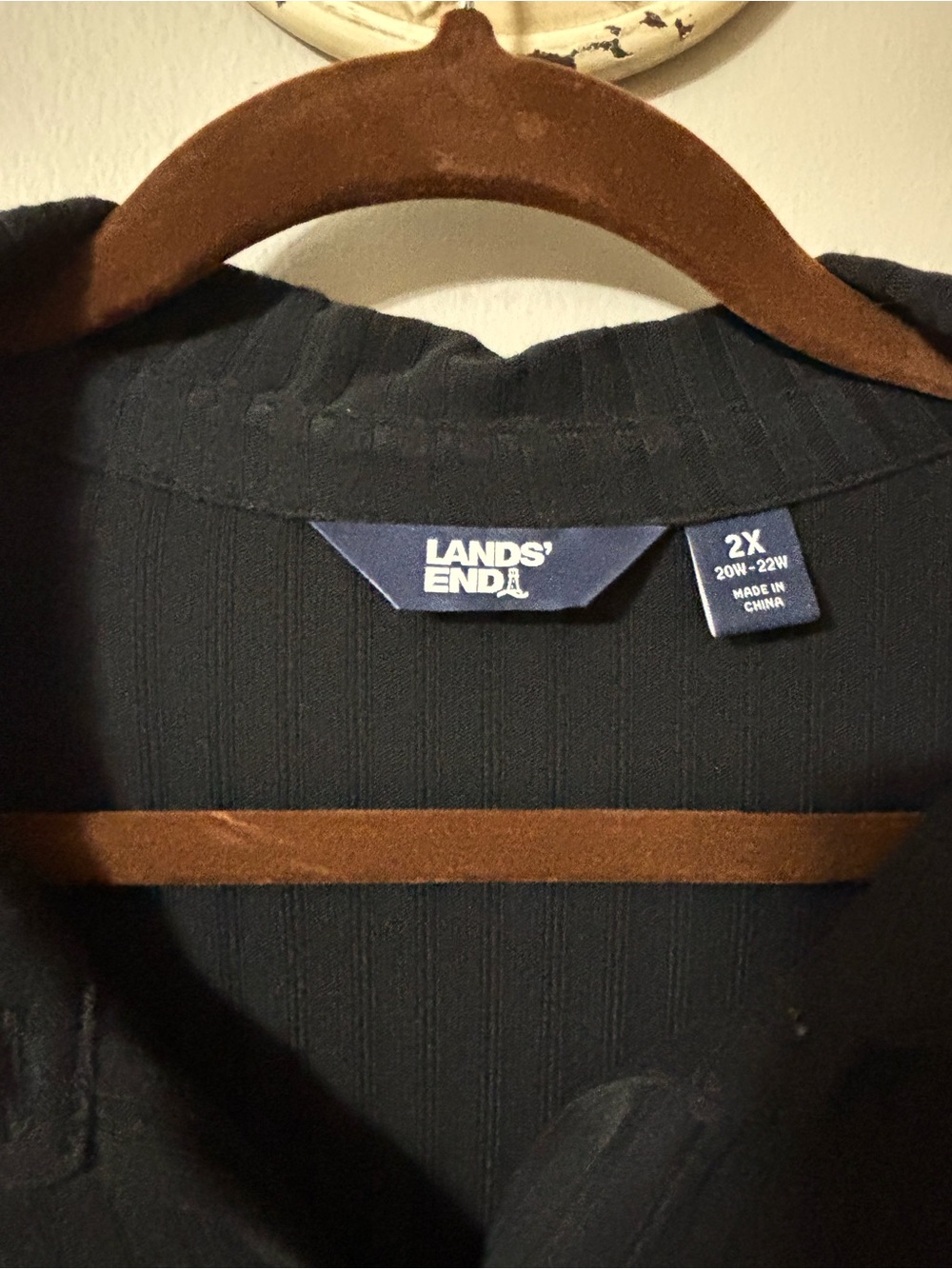 Lands' End Black Ribbed Button-Up Top - Picture 3 of 6